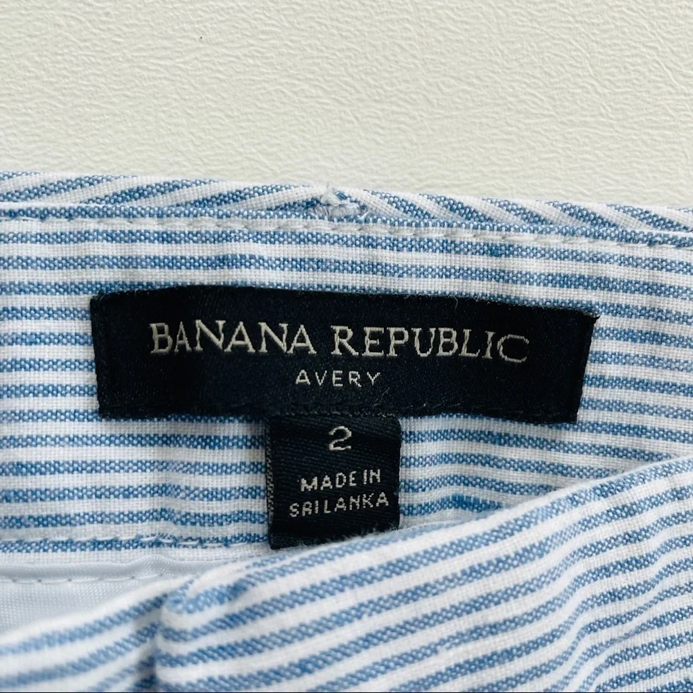 Banana Republic Light Blue Mini Stripe Avery Stretch Ankle Pants 2